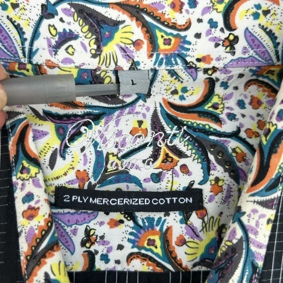 Visconti Uomo Men’s Black Stripe Long Sleeve Button Up Shirt Flip Cuff Size L - Picture 6 of 11